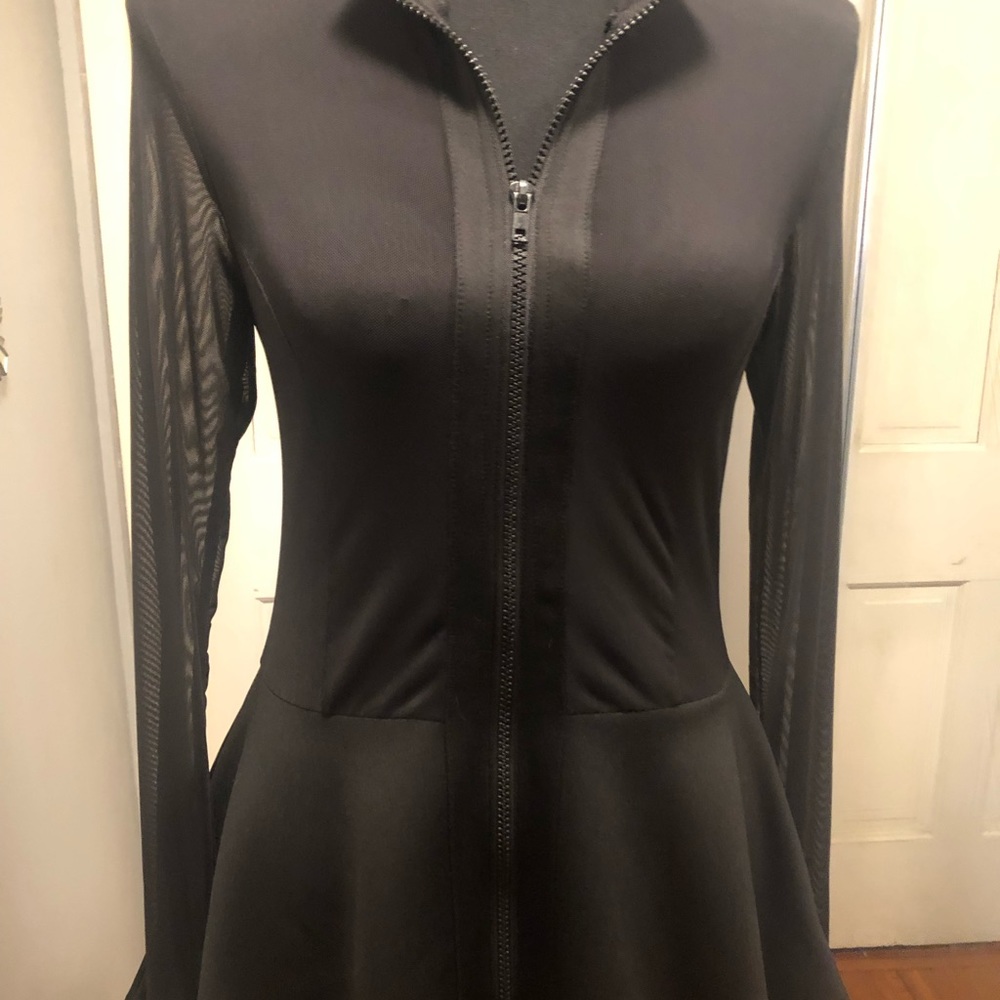 Long sleeve black mesh top
